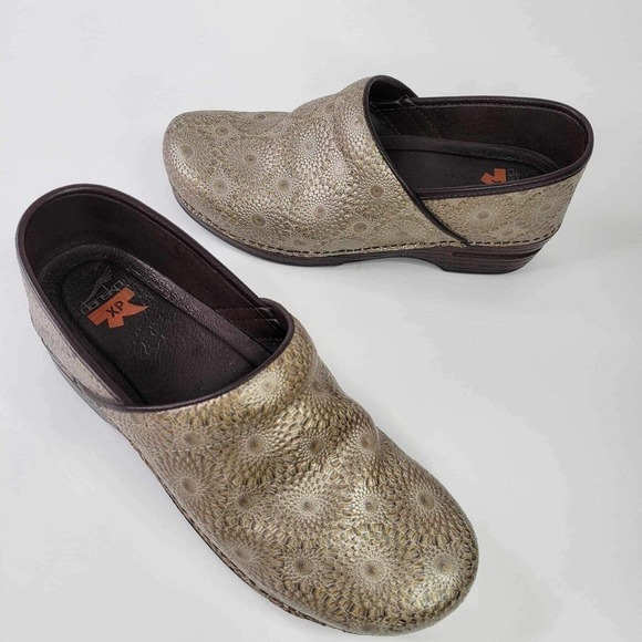 Dansko Shoes - Dansko XP Women Clogs Professional Tan Floral Comfort Shoe Size 41 US 10.5